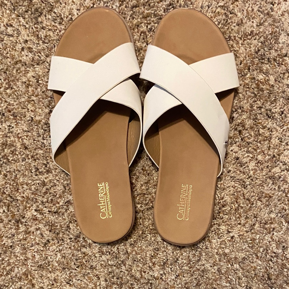 Catherines Cream Cross-Strap Sandals